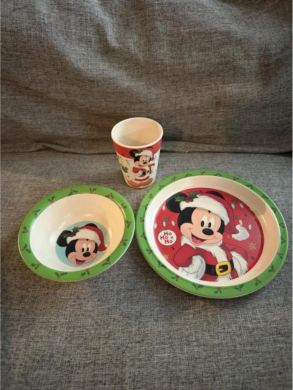 Disney Mickey Mouse Christmas Childrens Tableware Set Plate Bowl Cup Melamine